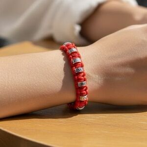 Handmade paracord bracelet with Egyptian style metal beads